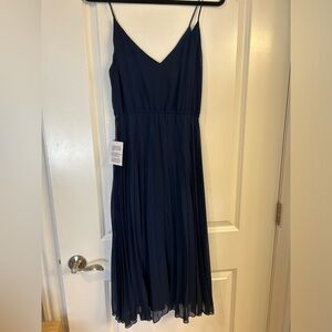 NWT navy blue pleated ASOS midi dress